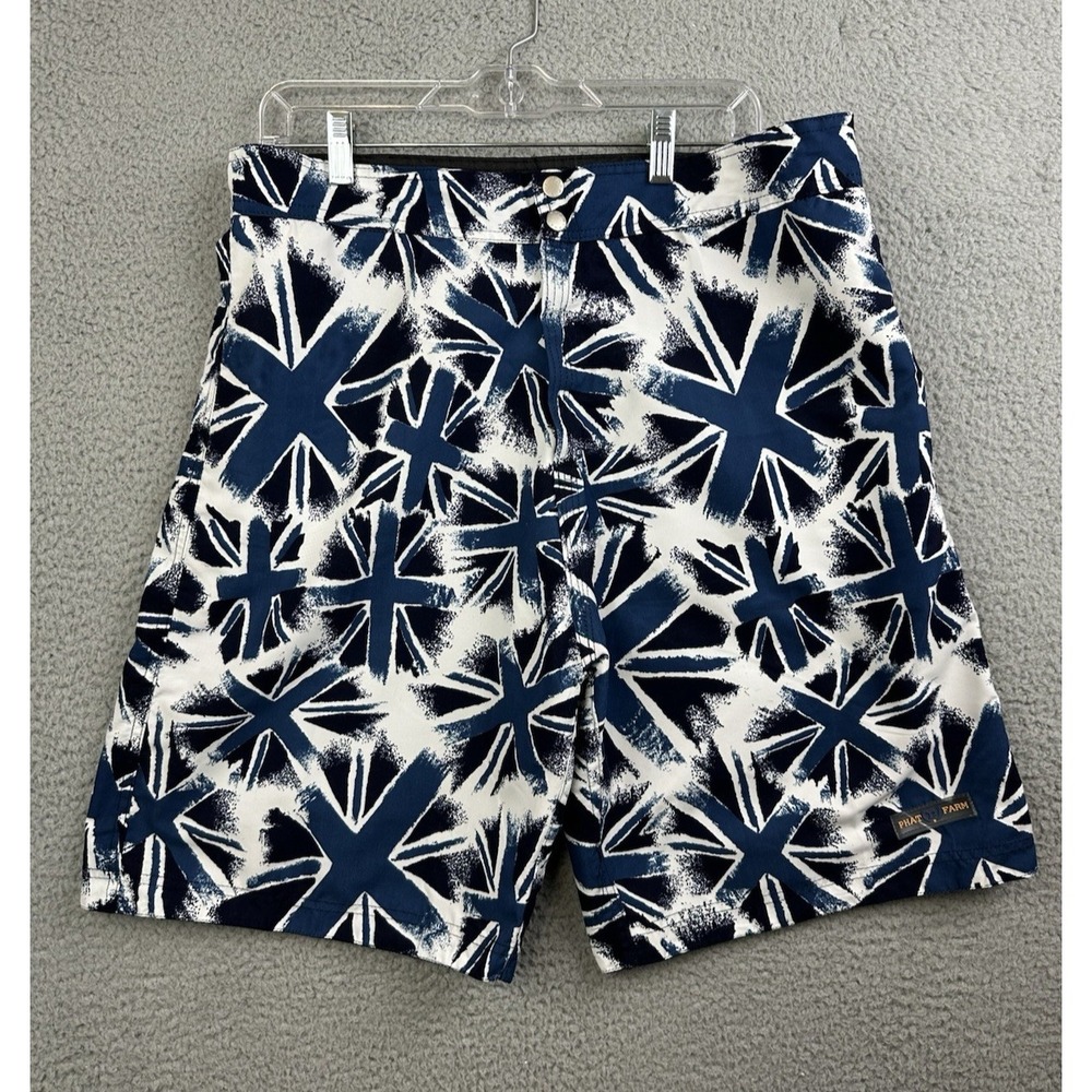 Phat Farm Reversible Shorts Mens 36 Black Blue Union Jack Polyester